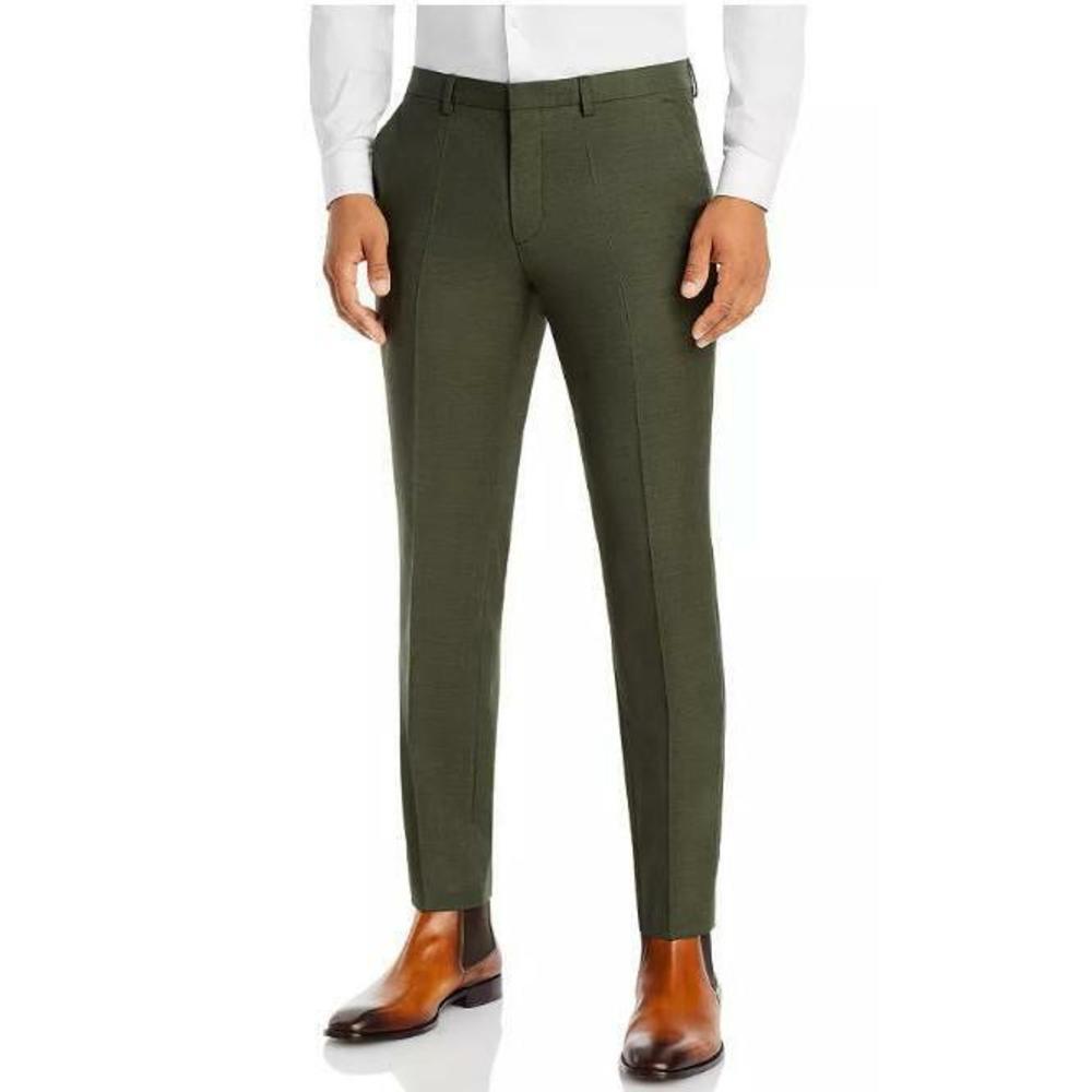 Hugo Hesten Textured Solid Extra Slim Fit Suit Pants Green 38R